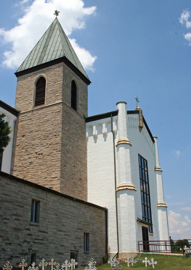 Abbey of Gethsemani church and bell tower. Photo by Erik Ecke