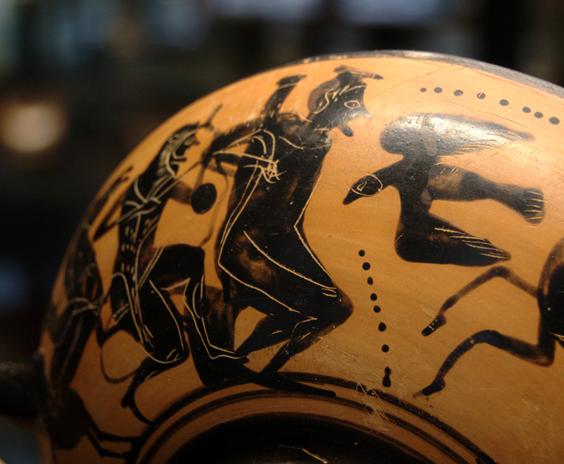 Heracles freeing Prometheus from his torment by the eagle (Attic black-figure cup, c. 500 BC)